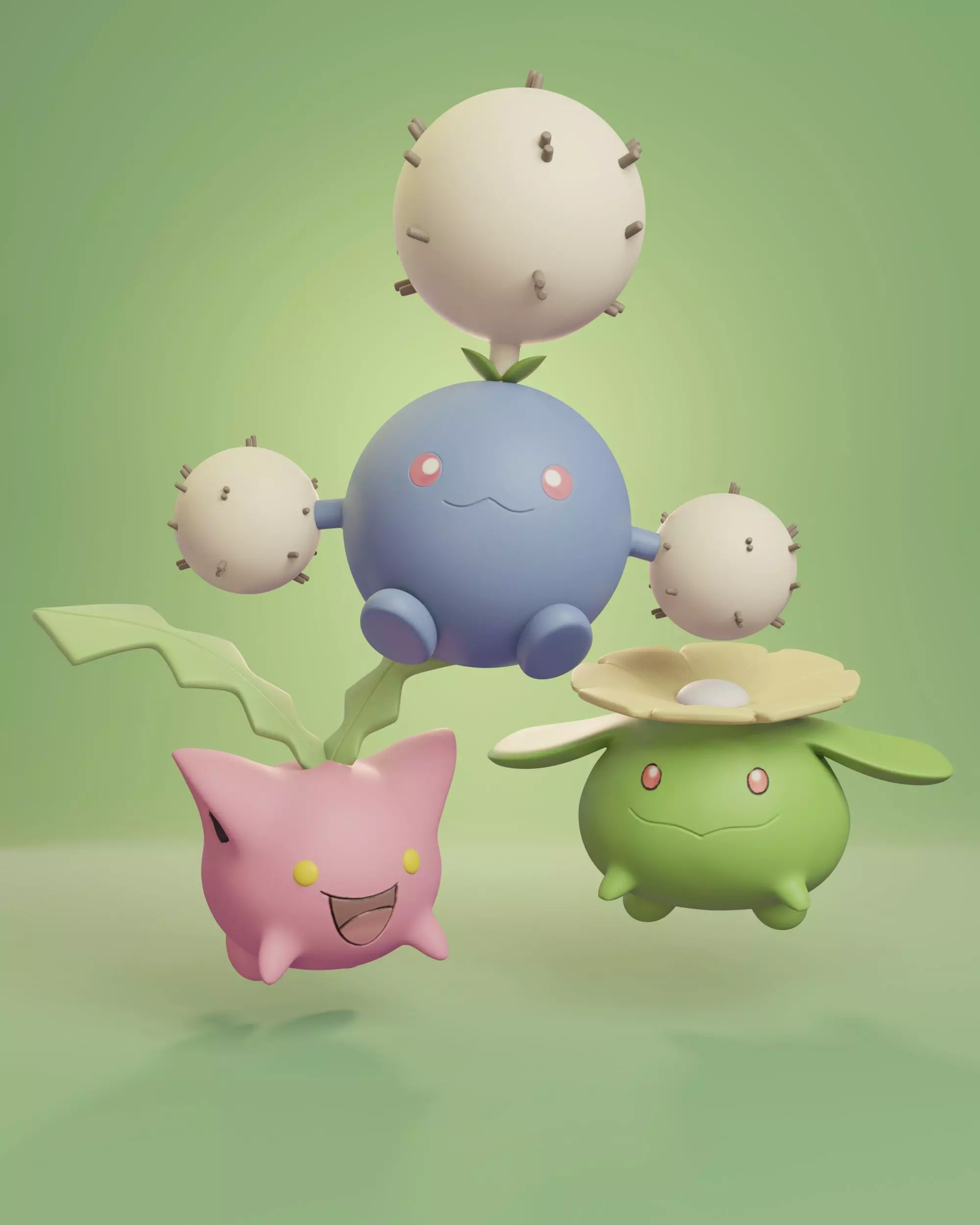 Pokemon - Hoppip Skiploom and Jumpluff 3D print model