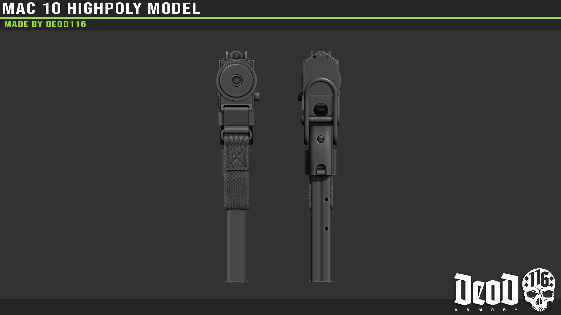 MAC 10 Highpoly model 3D model_5