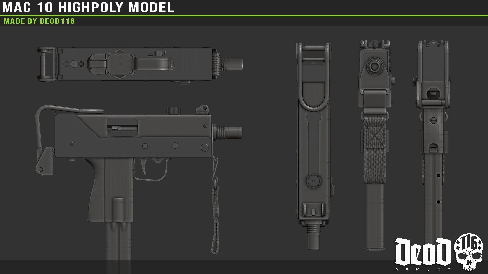 MAC 10 Highpoly model 3D model_2