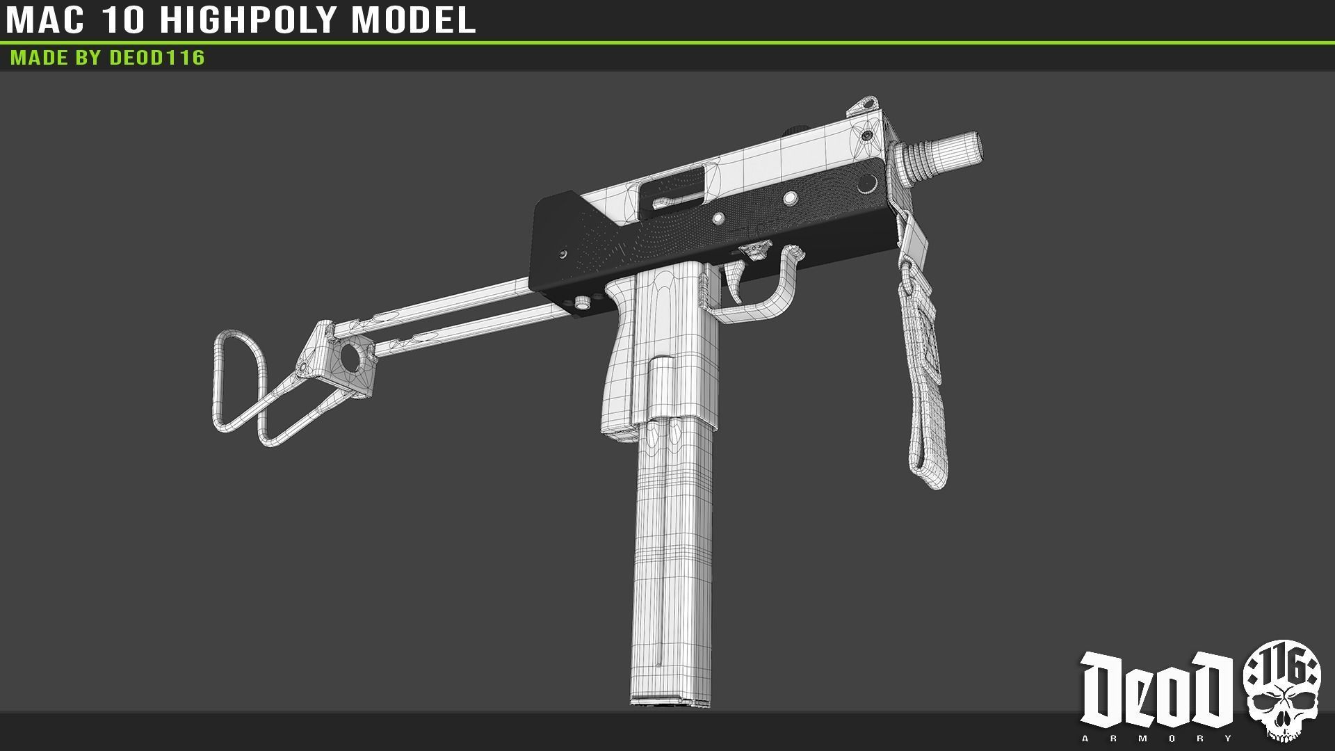 MAC 10 Highpoly model 3D model_36