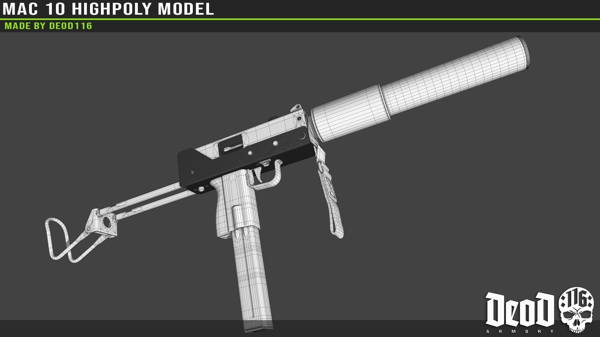 MAC 10 Highpoly model 3D model_33