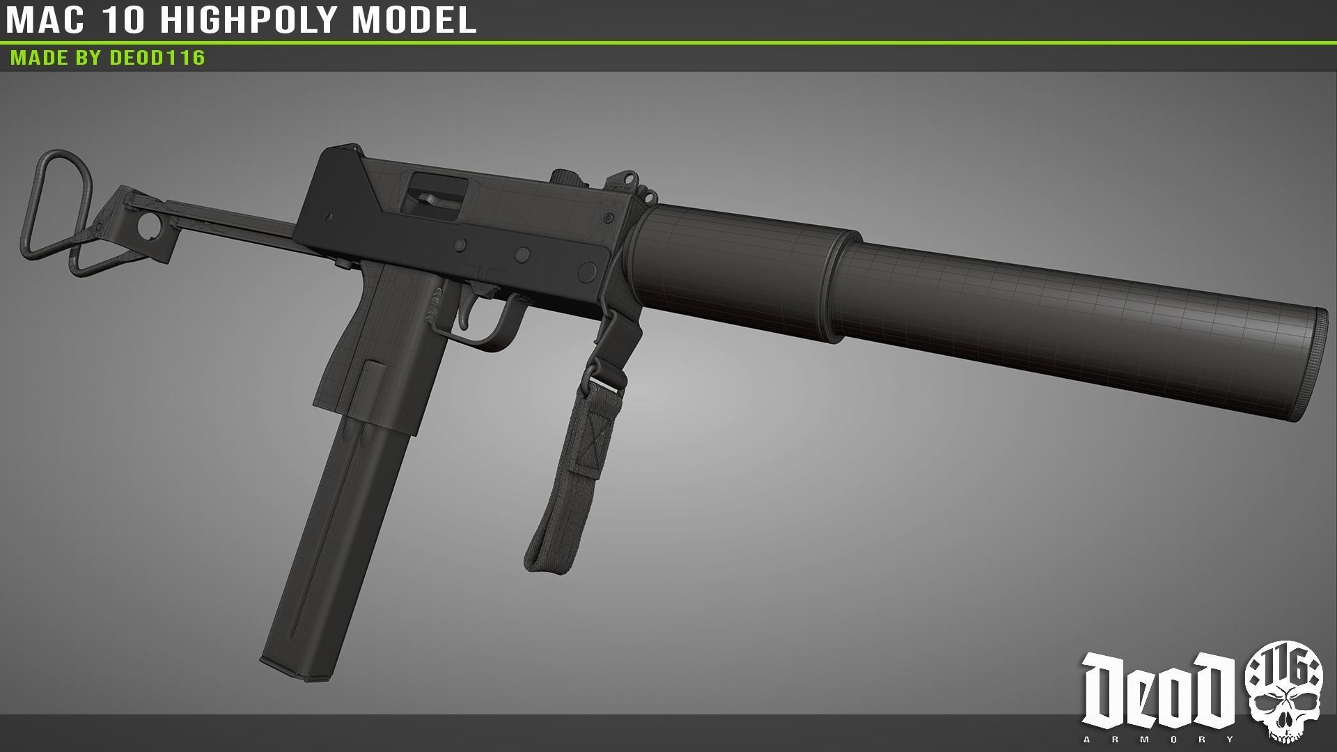 MAC 10 Highpoly model 3D model_26