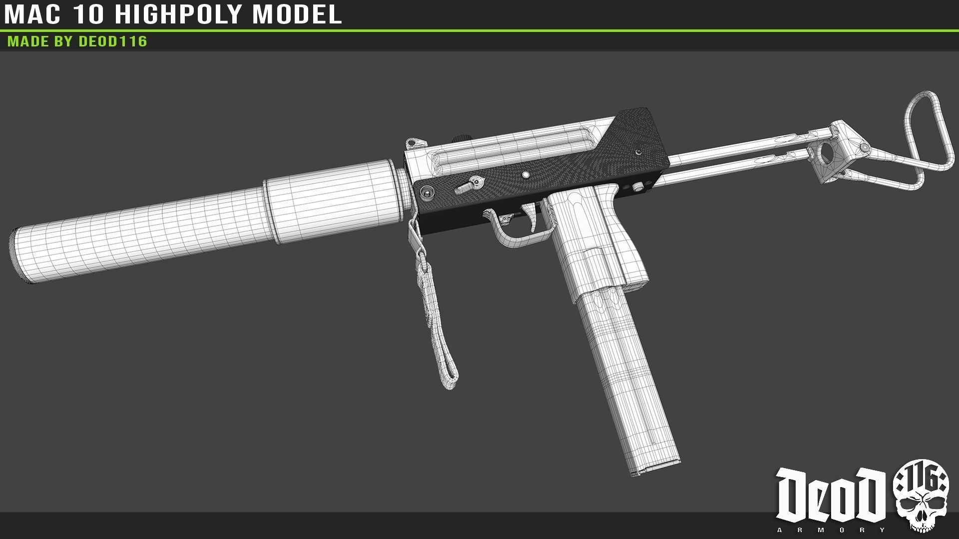 MAC 10 Highpoly model 3D model_15
