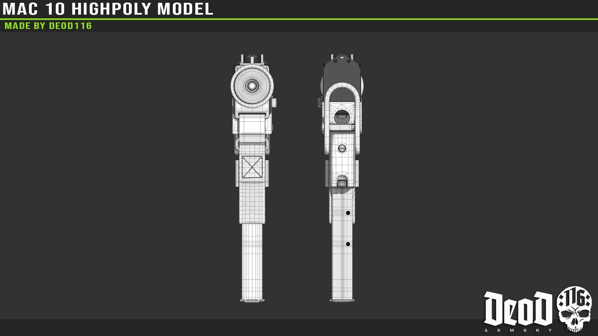 MAC 10 Highpoly model 3D model_4