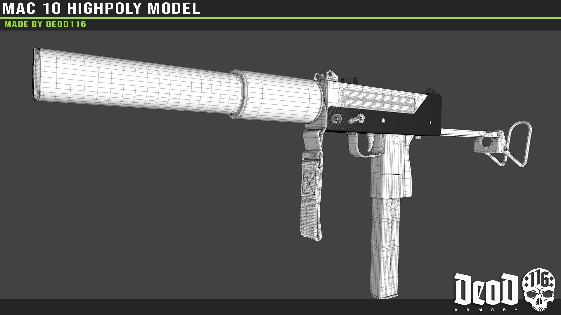 MAC 10 Highpoly model 3D model_21