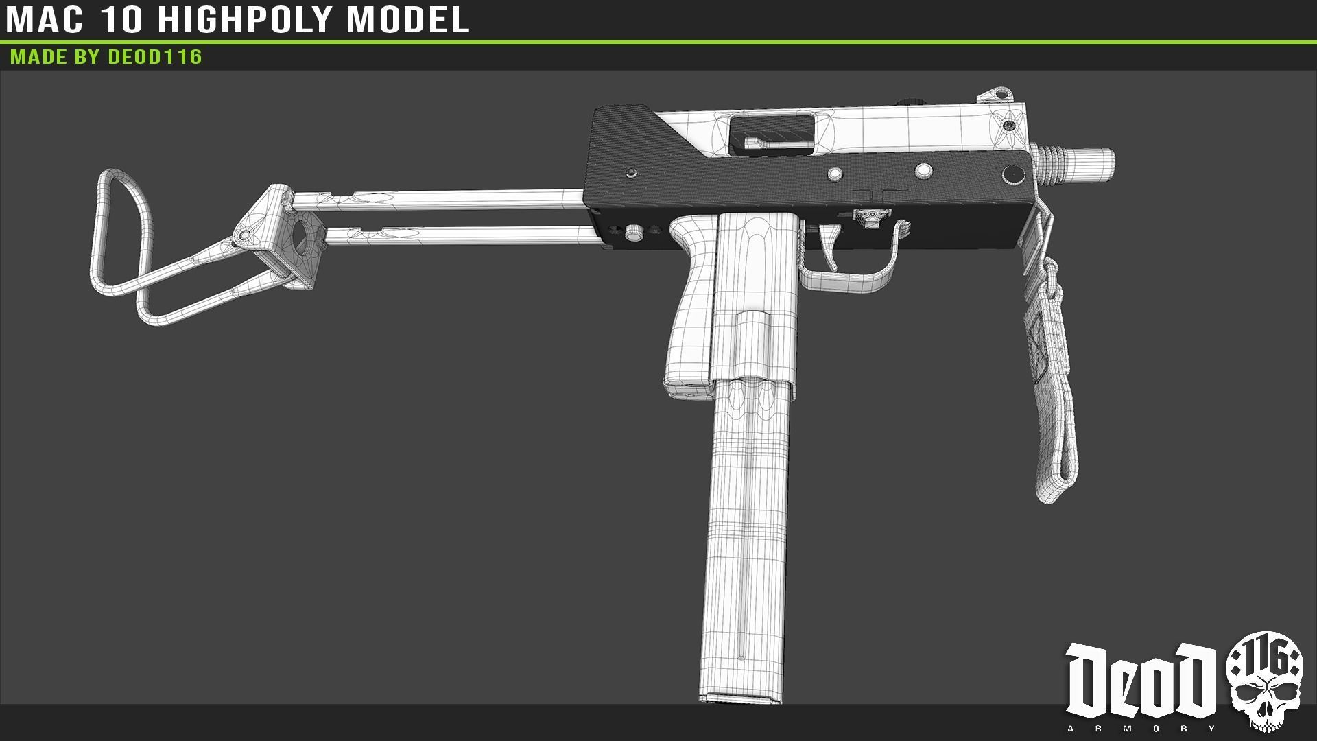 MAC 10 Highpoly model 3D model_42