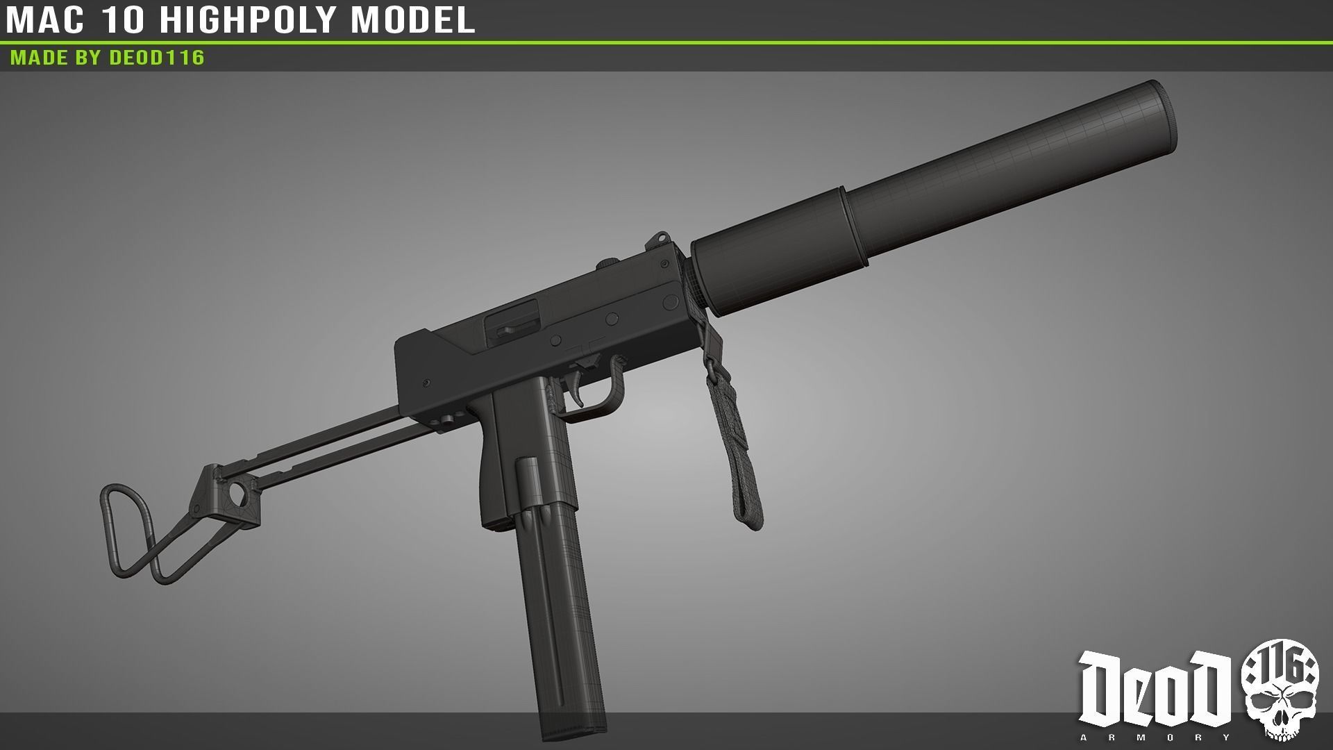 MAC 10 Highpoly model 3D model_32