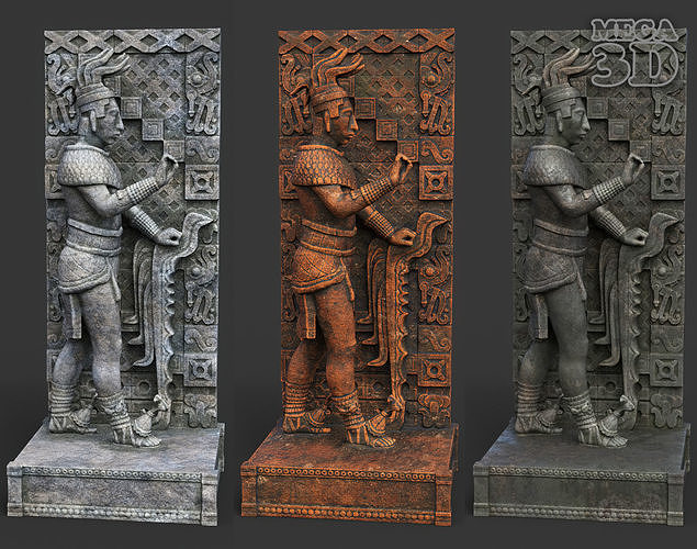 Low poly Mayan Inca Aztec Statue 220505 Low-poly 3D model