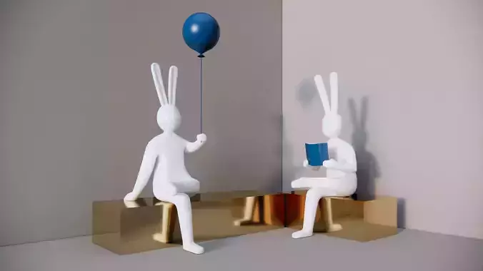 modern  rabbit  figure  sculpture