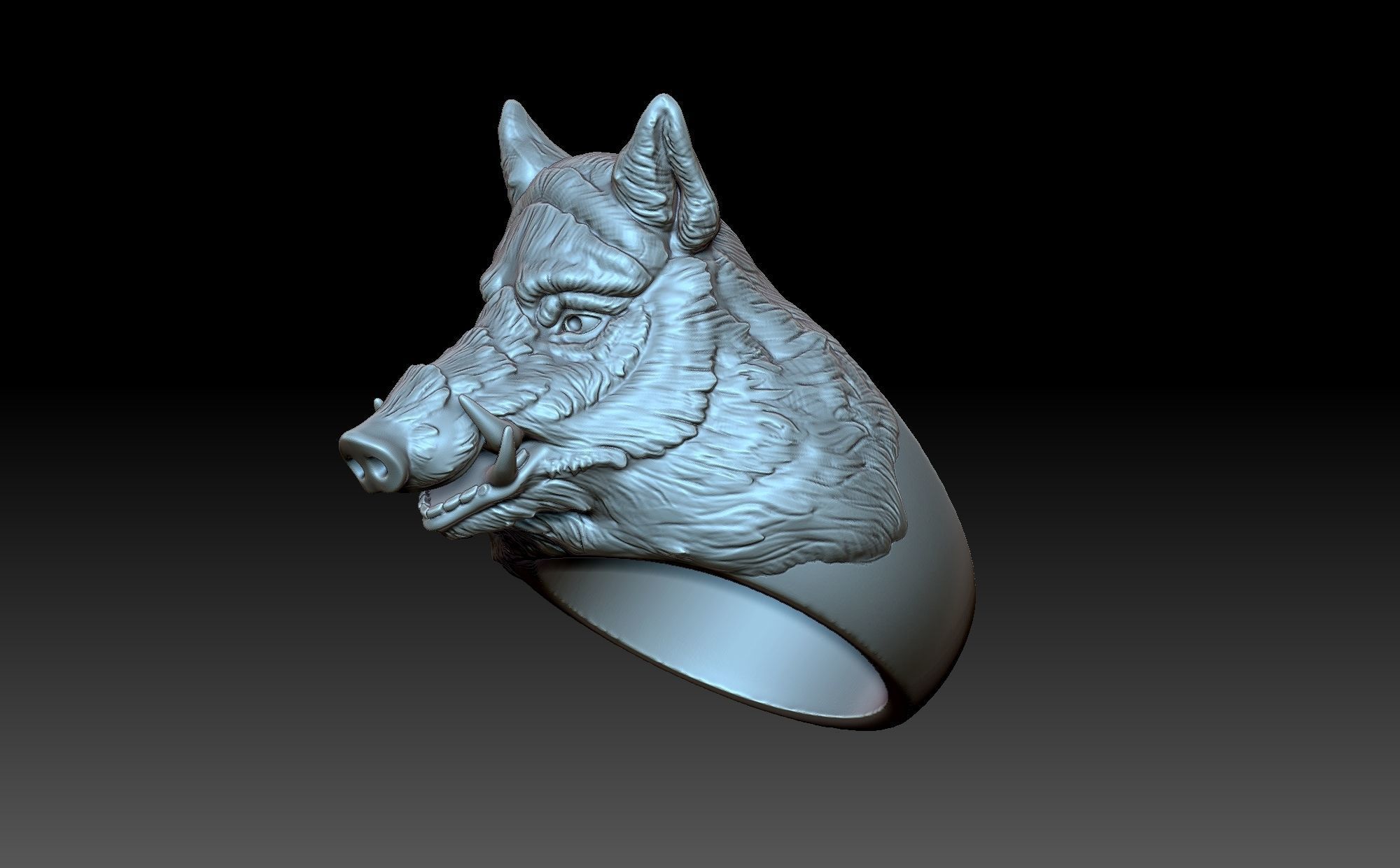 The boar ring 3D print model_1