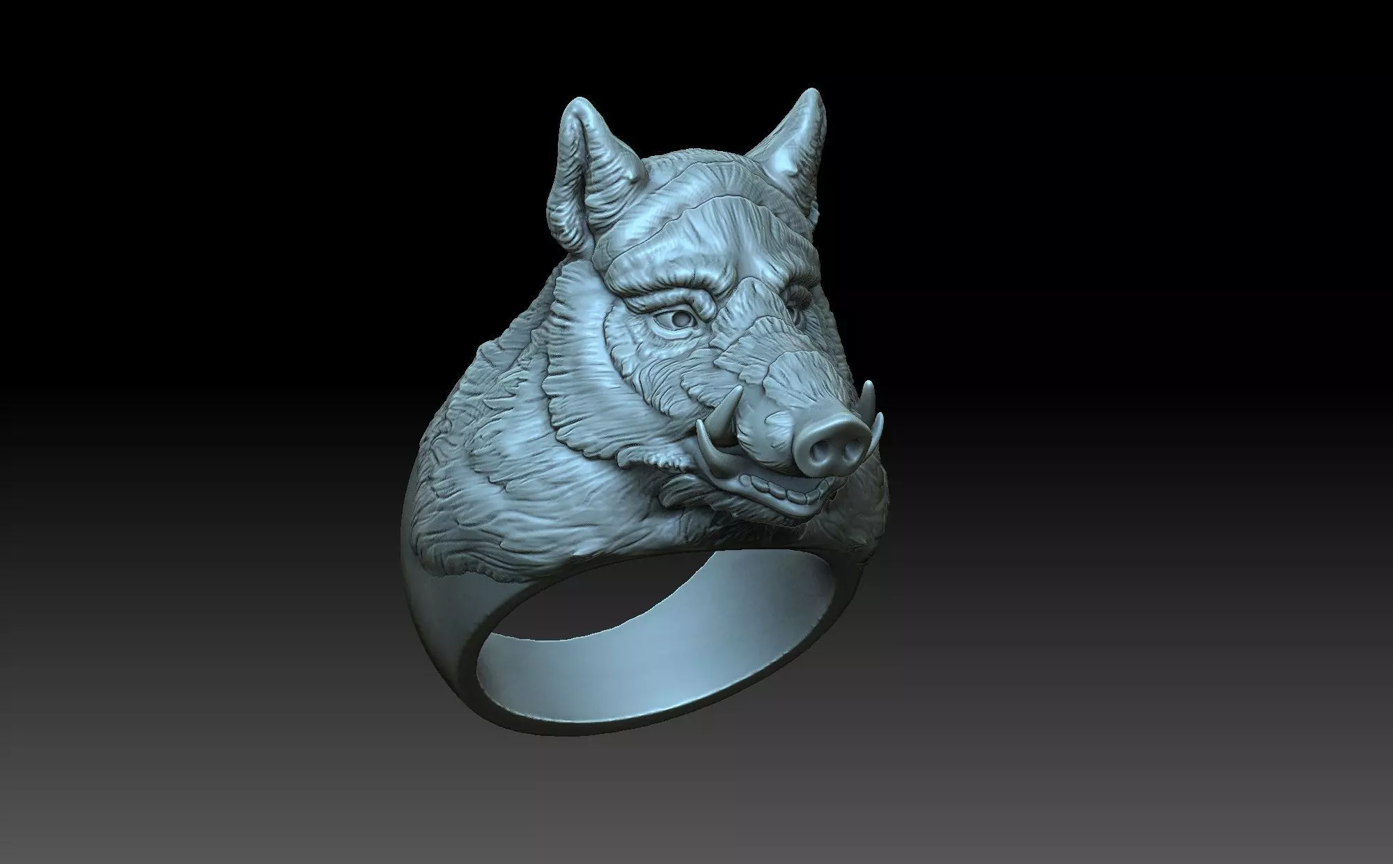 The boar ring 3D print model_0