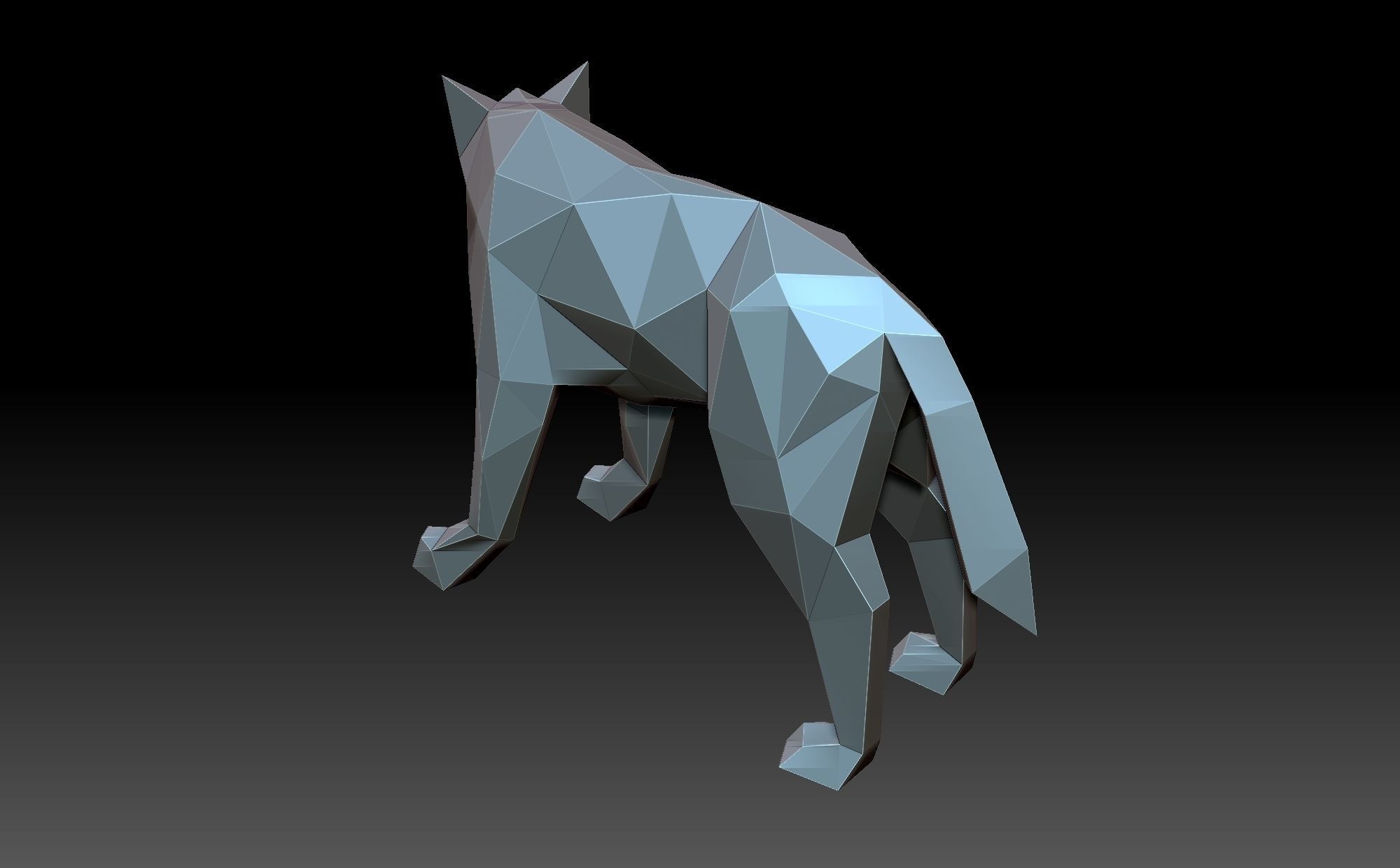 Low poly wolf 3D print model_4