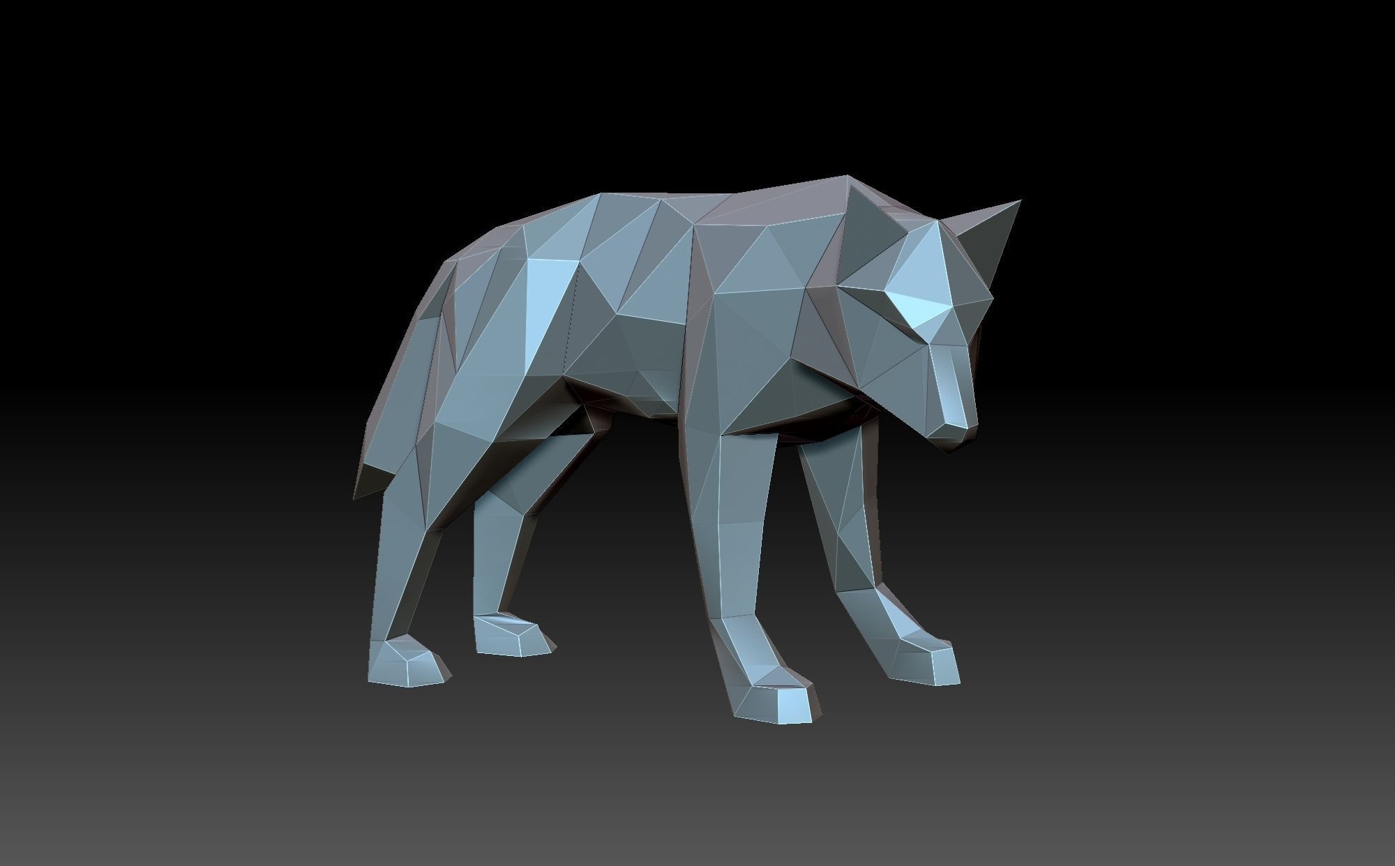 Low poly wolf 3D print model_2