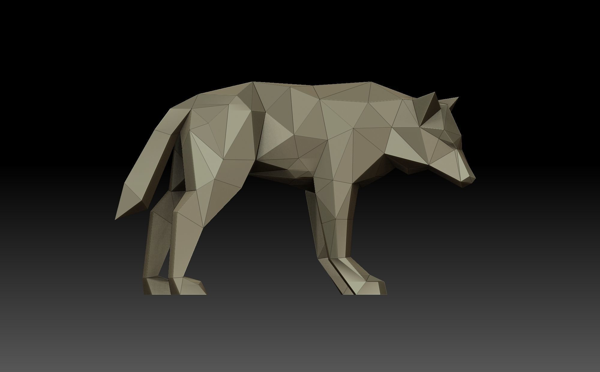 Low poly wolf 3D print model_1