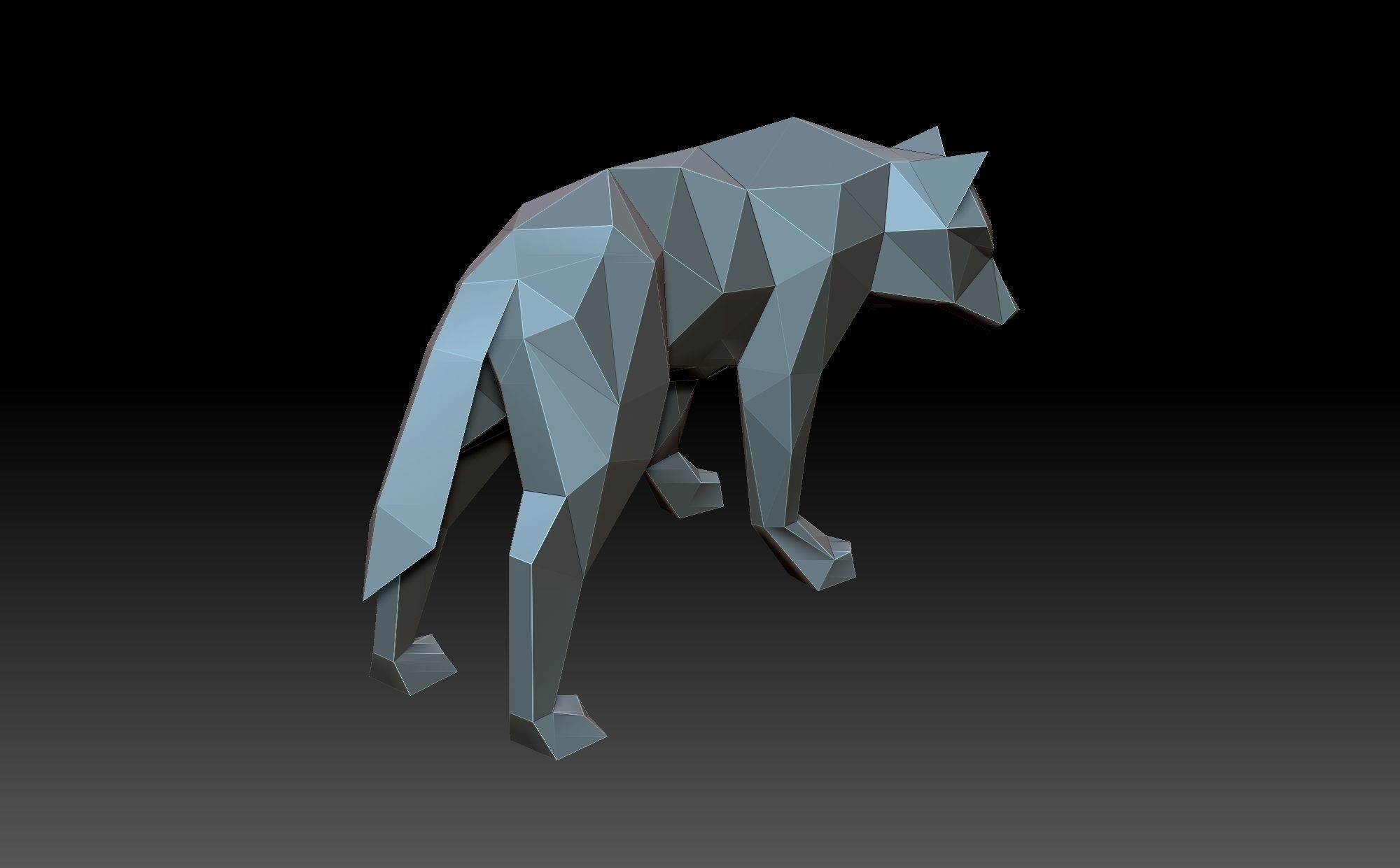 Low poly wolf 3D print model_5