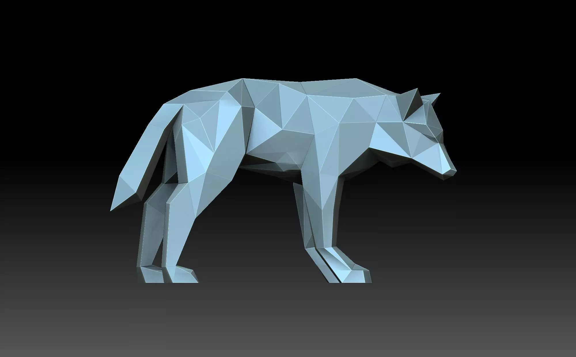 Low poly wolf 3D print model_0
