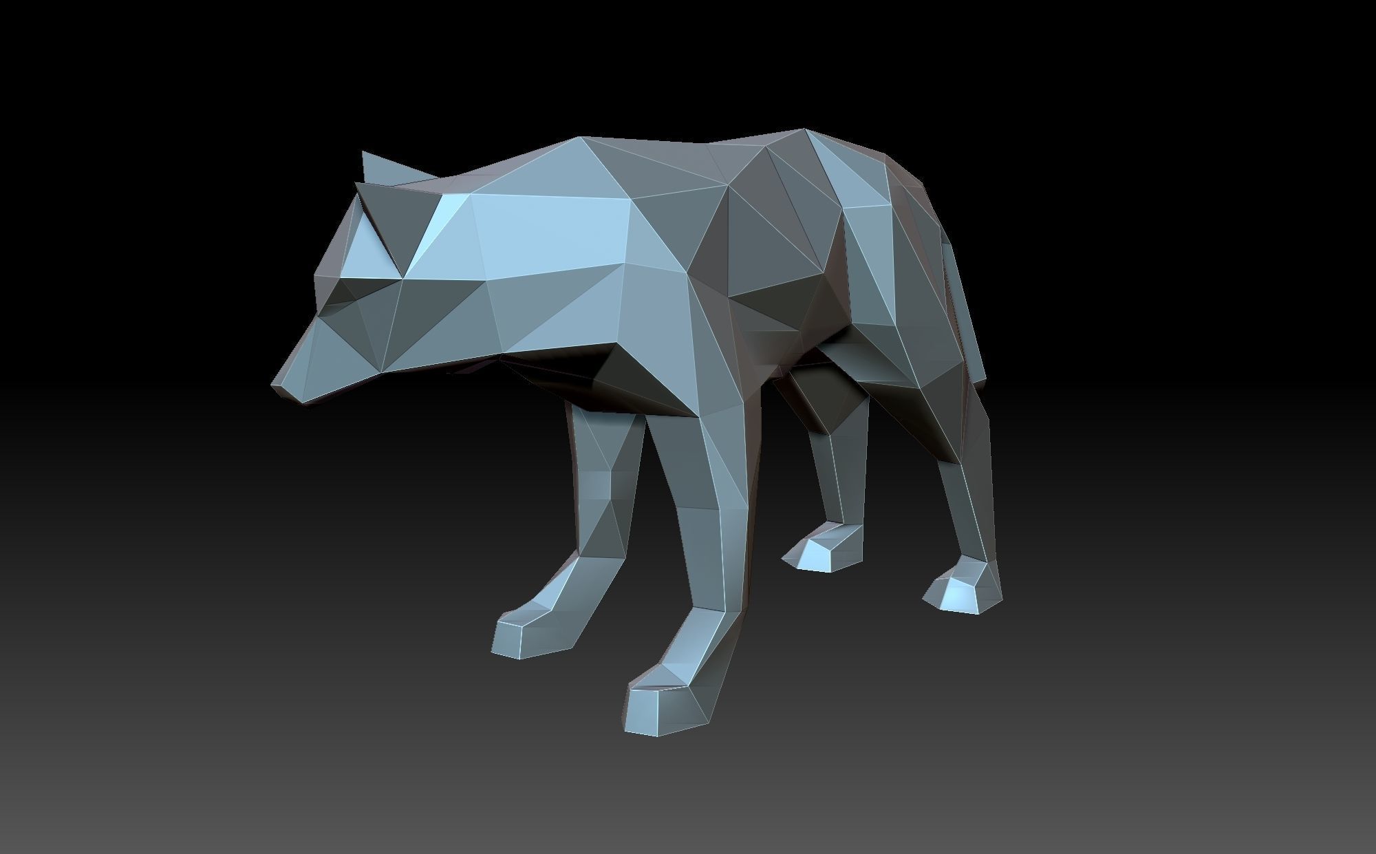 Low poly wolf 3D print model_3