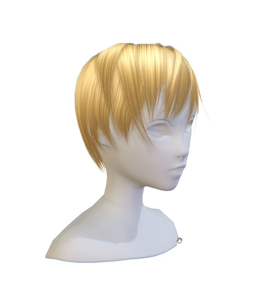 Hairstyle cartoon lush female 002 haircut of short Low-poly 3D model_3