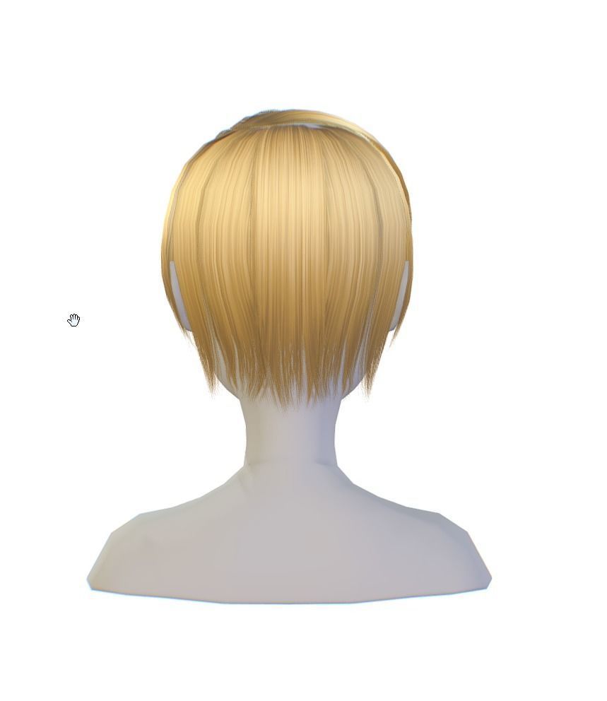 Hairstyle cartoon lush female 002 haircut of short Low-poly 3D model_1