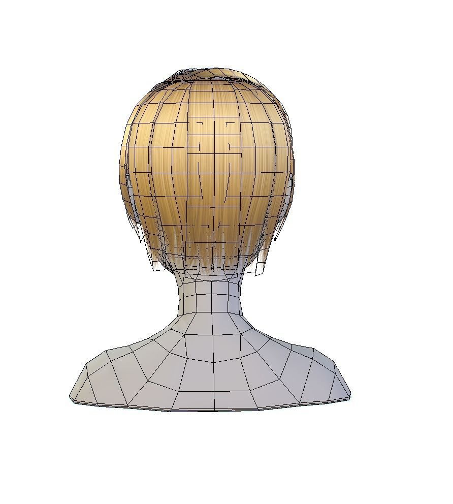 Hairstyle cartoon lush female 002 haircut of short Low-poly 3D model_5