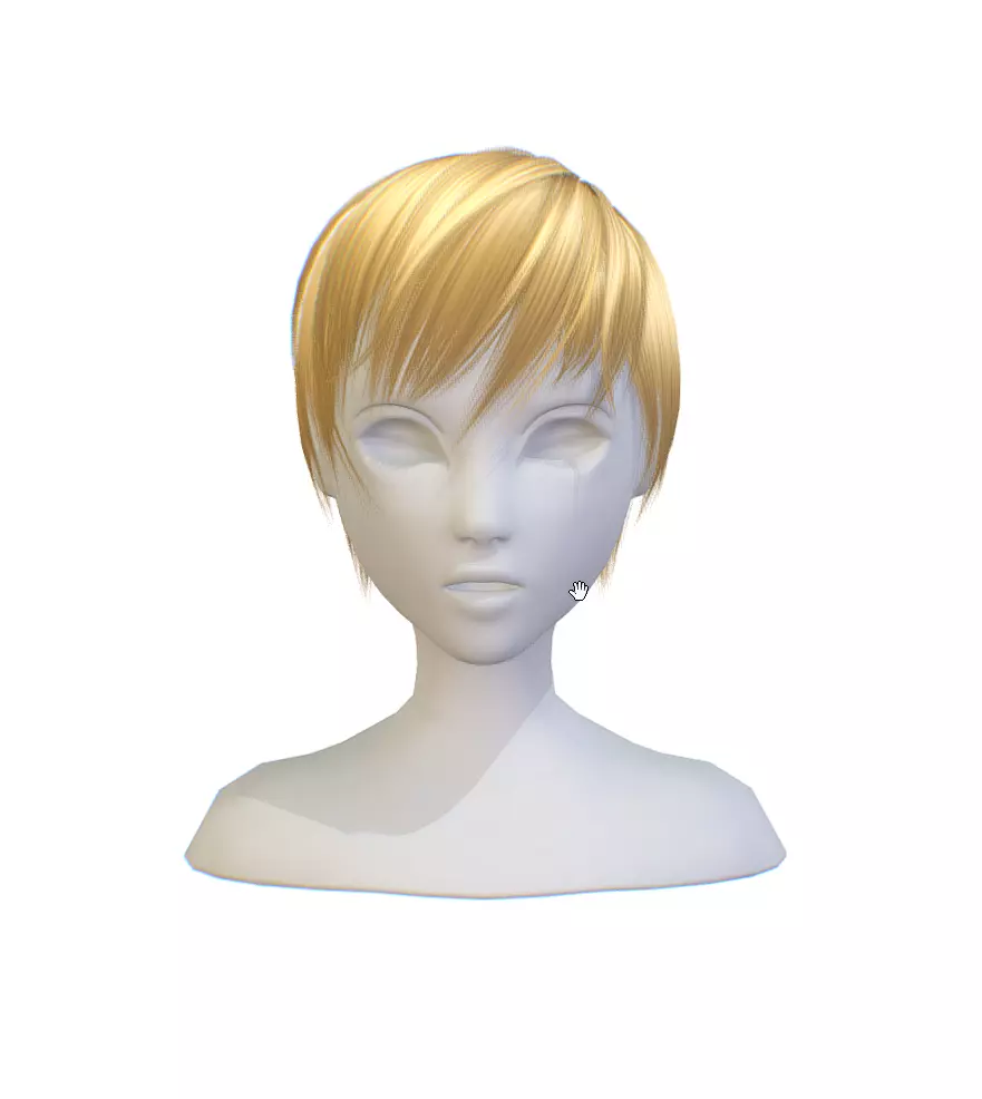 Hairstyle cartoon lush female 002 haircut of short Low-poly 3D model_0