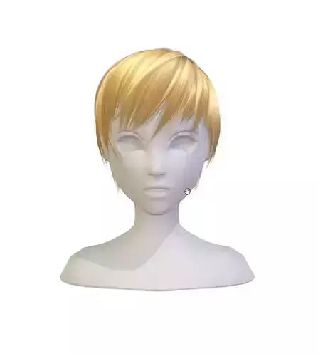 Hairstyle cartoon lush female 002 haircut of short Low-poly 3D model