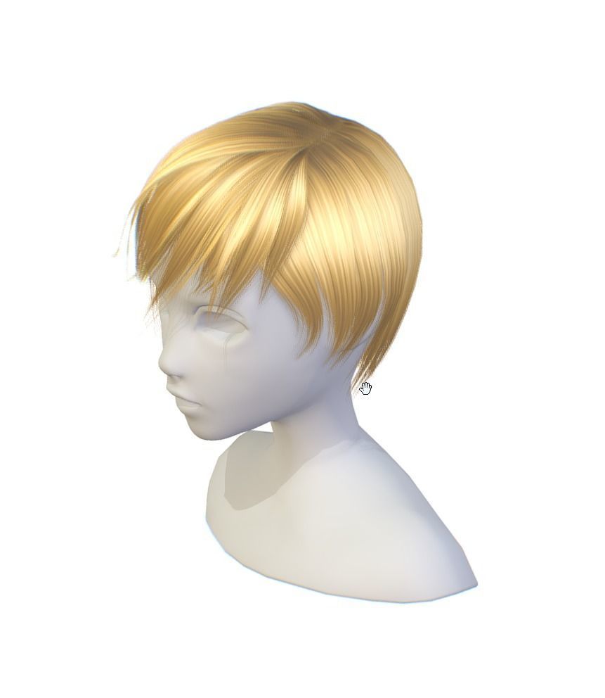 Hairstyle cartoon lush female 002 haircut of short Low-poly 3D model_2