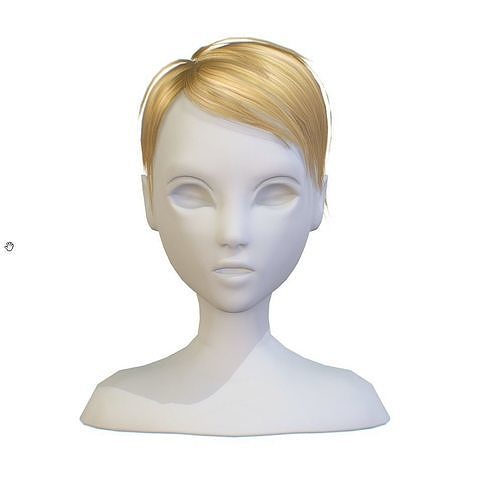 cartoon lush female haircut of short Low-poly Hairstyle Low-poly 3D model