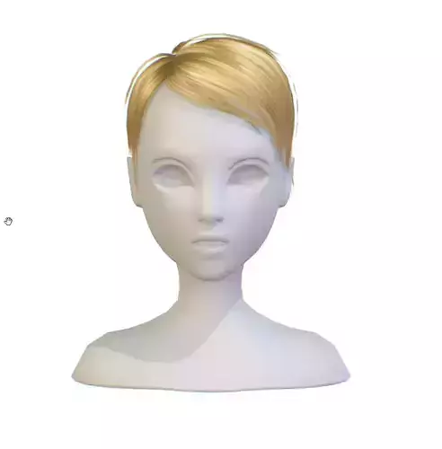cartoon lush female haircut of short Low-poly Hairstyle