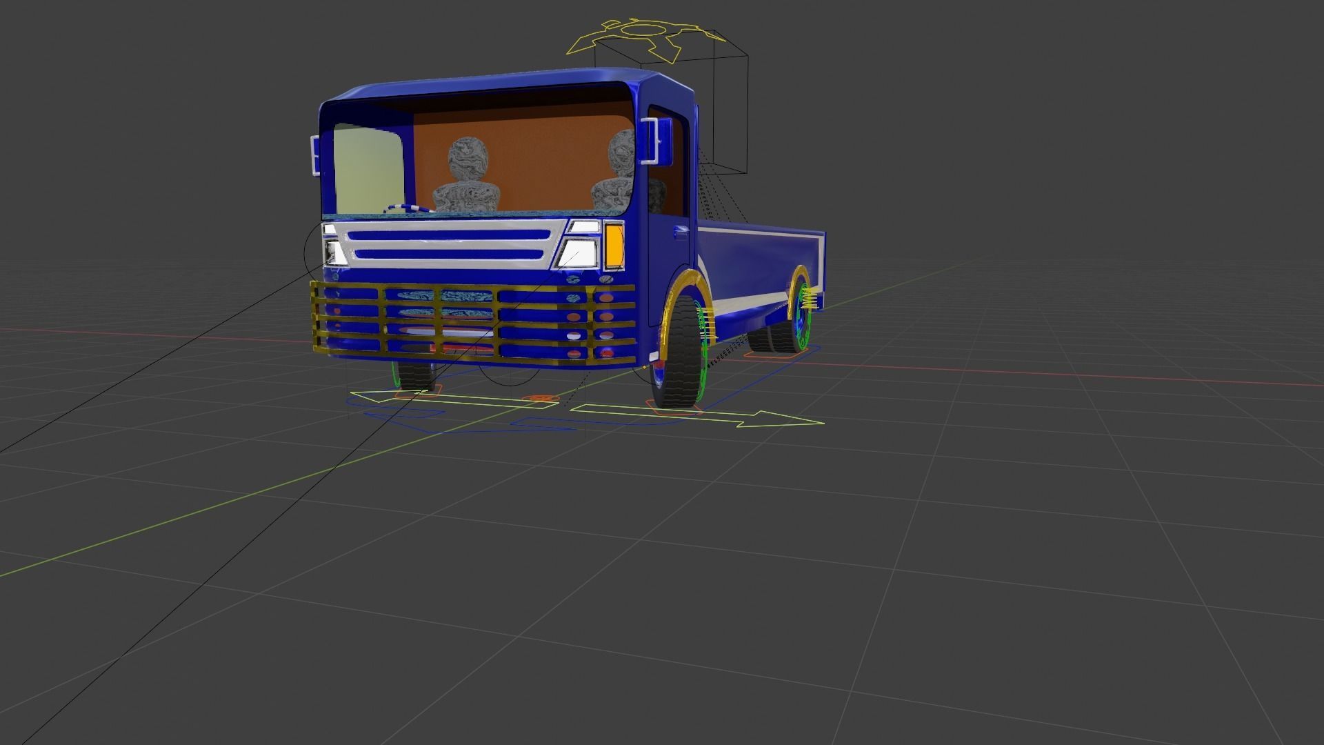 Lorry car in air Low-poly 3D model_2