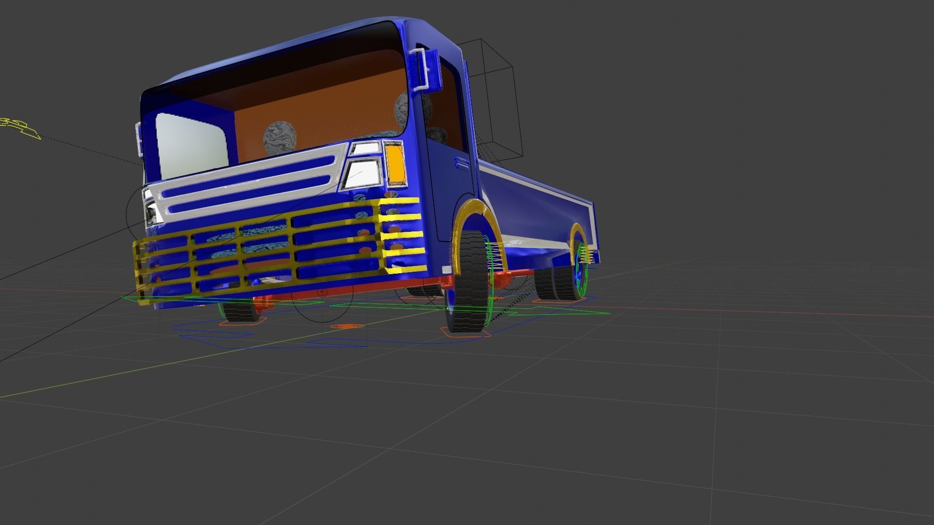 Lorry car in air Low-poly 3D model_5