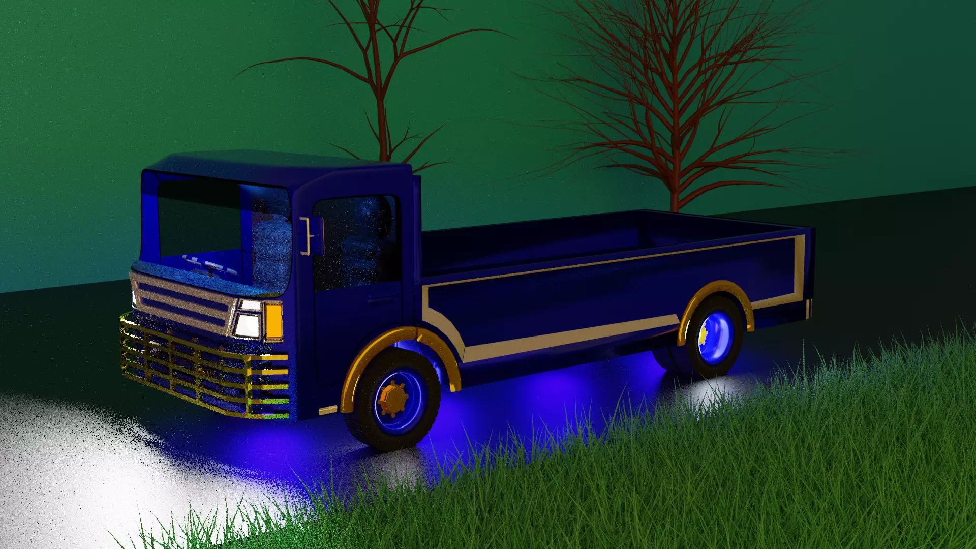 Lorry car in air Low-poly 3D model_0