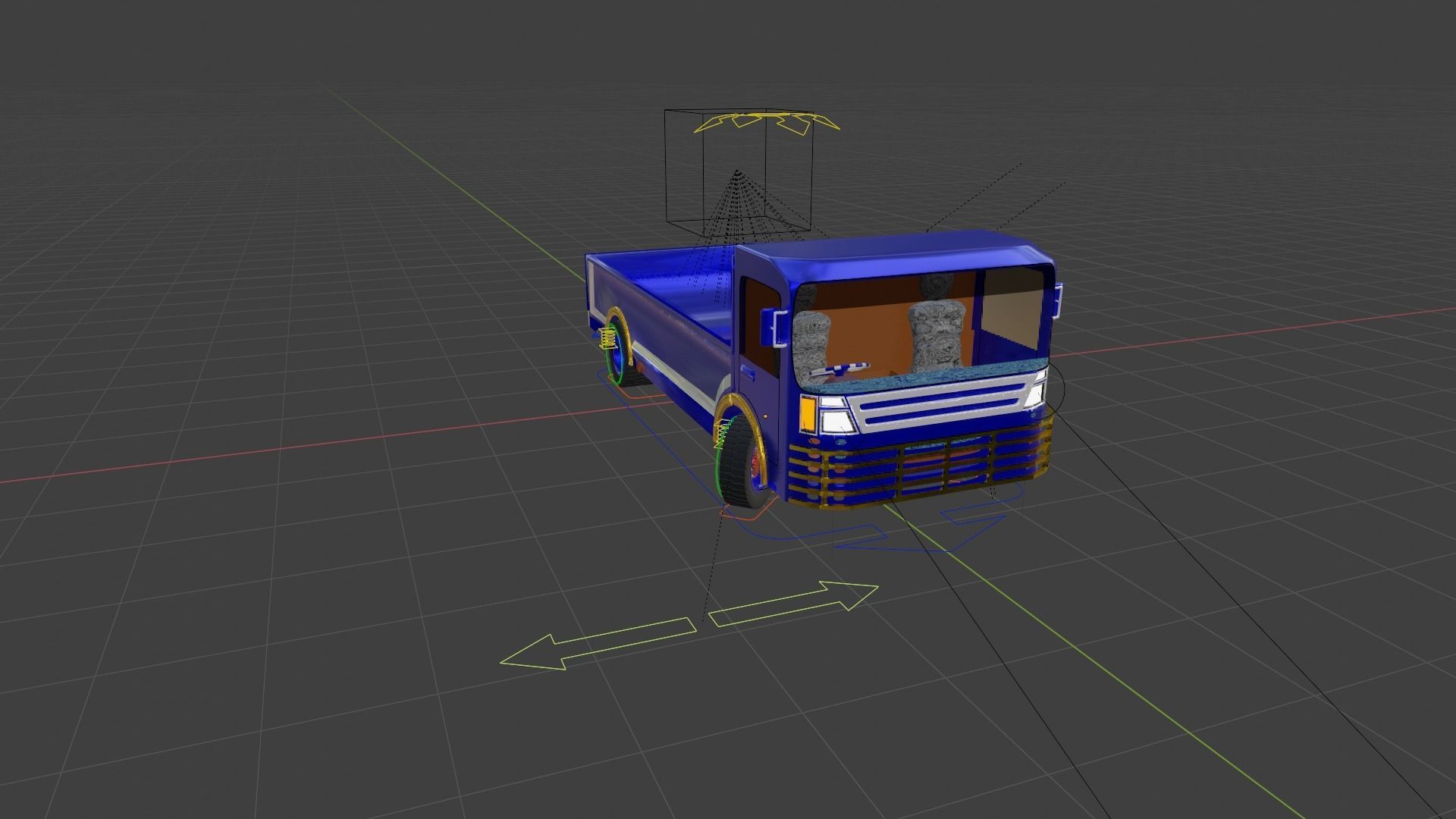 Lorry car in air Low-poly 3D model_4