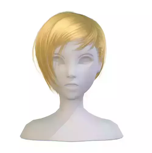 Hairstyle cartoon lush female 005 haircut of short Low-poly 3D