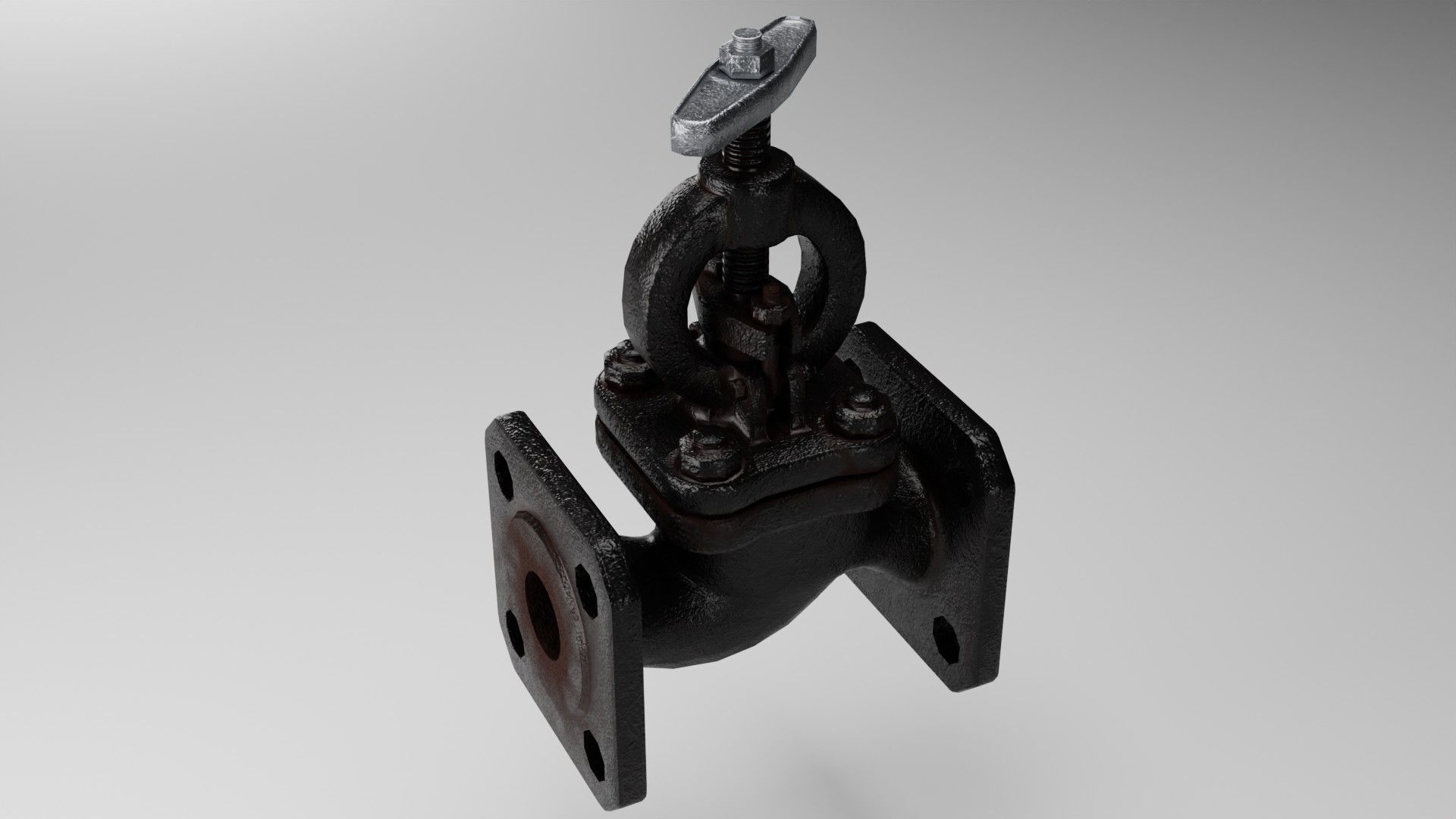 Valve cast iron gate Low-poly 3D model_4