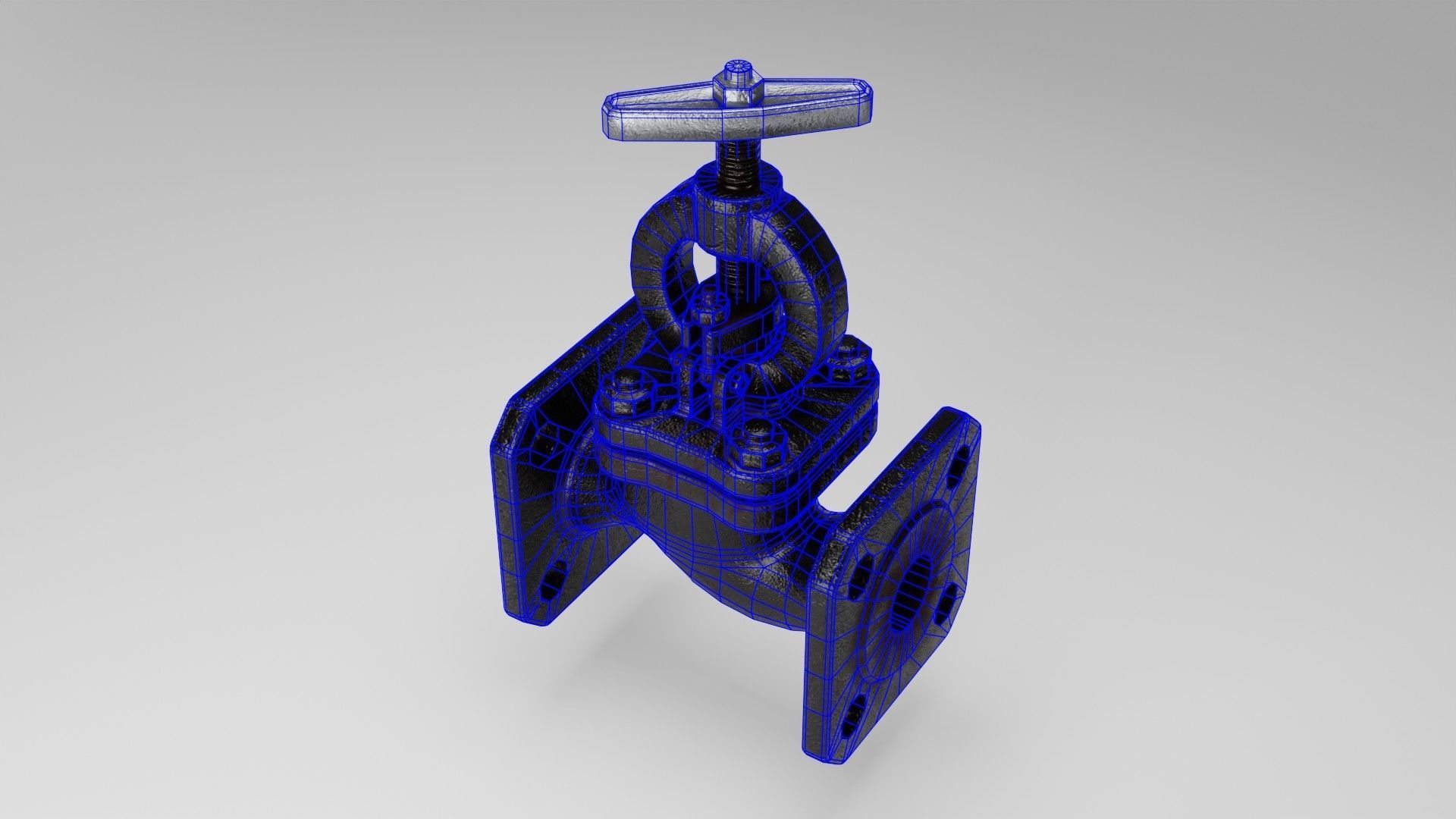 Valve cast iron gate Low-poly 3D model_11