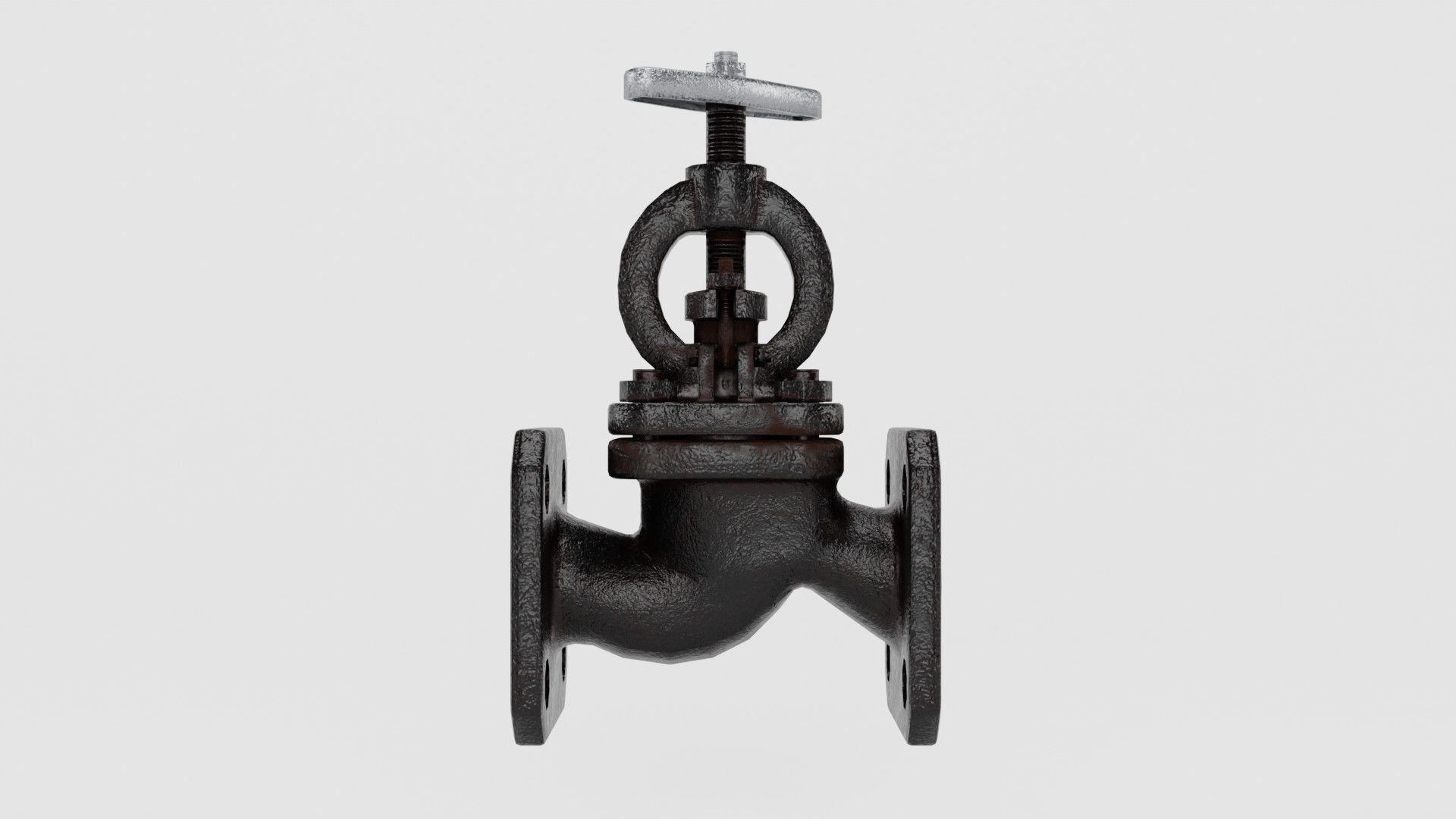 Valve cast iron gate Low-poly 3D model_6