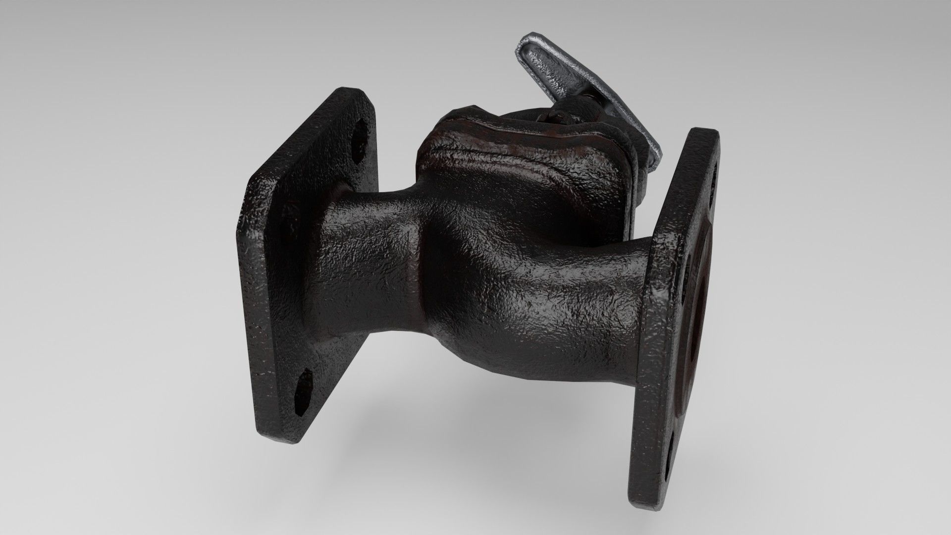 Valve cast iron gate Low-poly 3D model_7