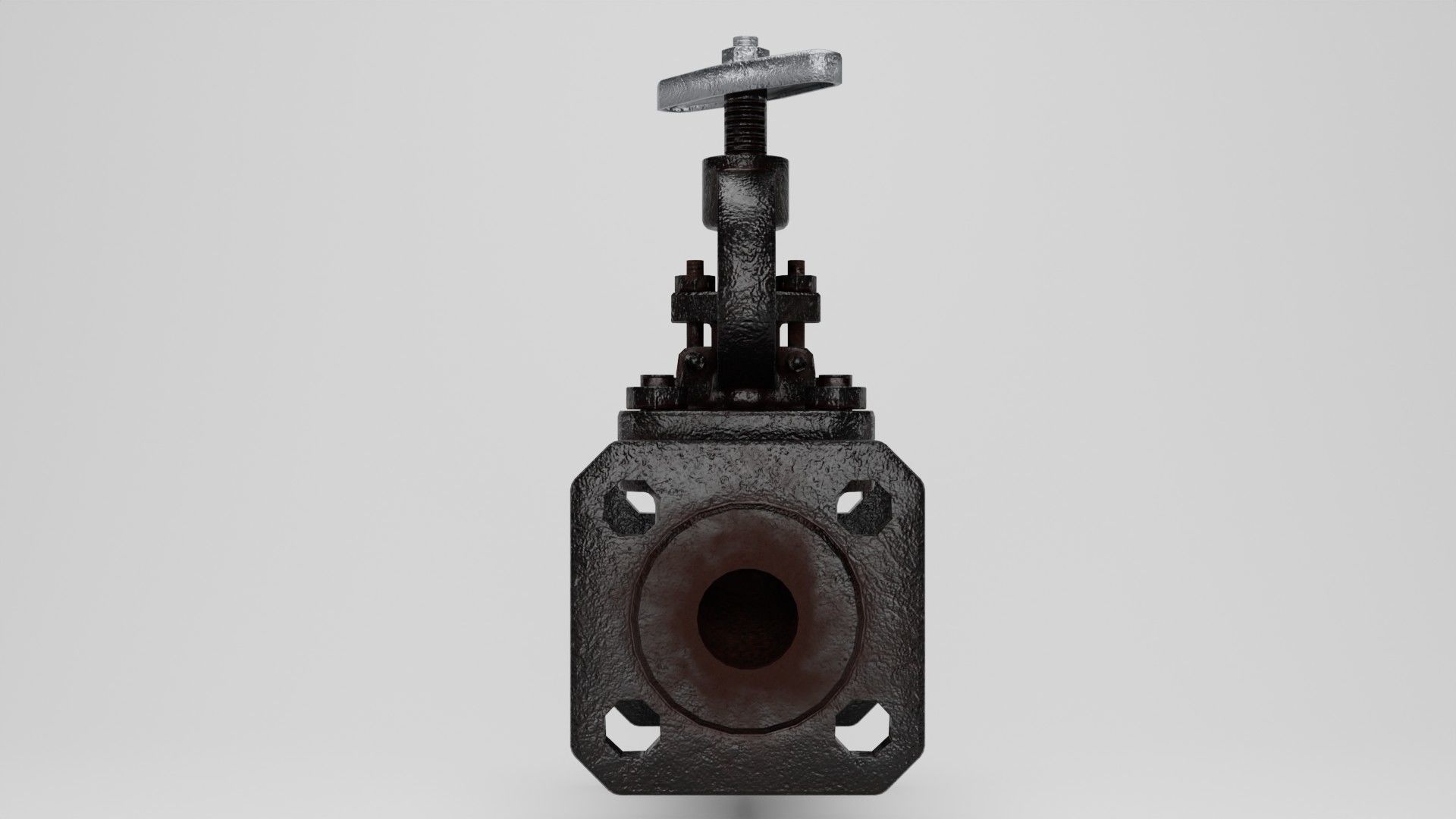 Valve cast iron gate Low-poly 3D model_3