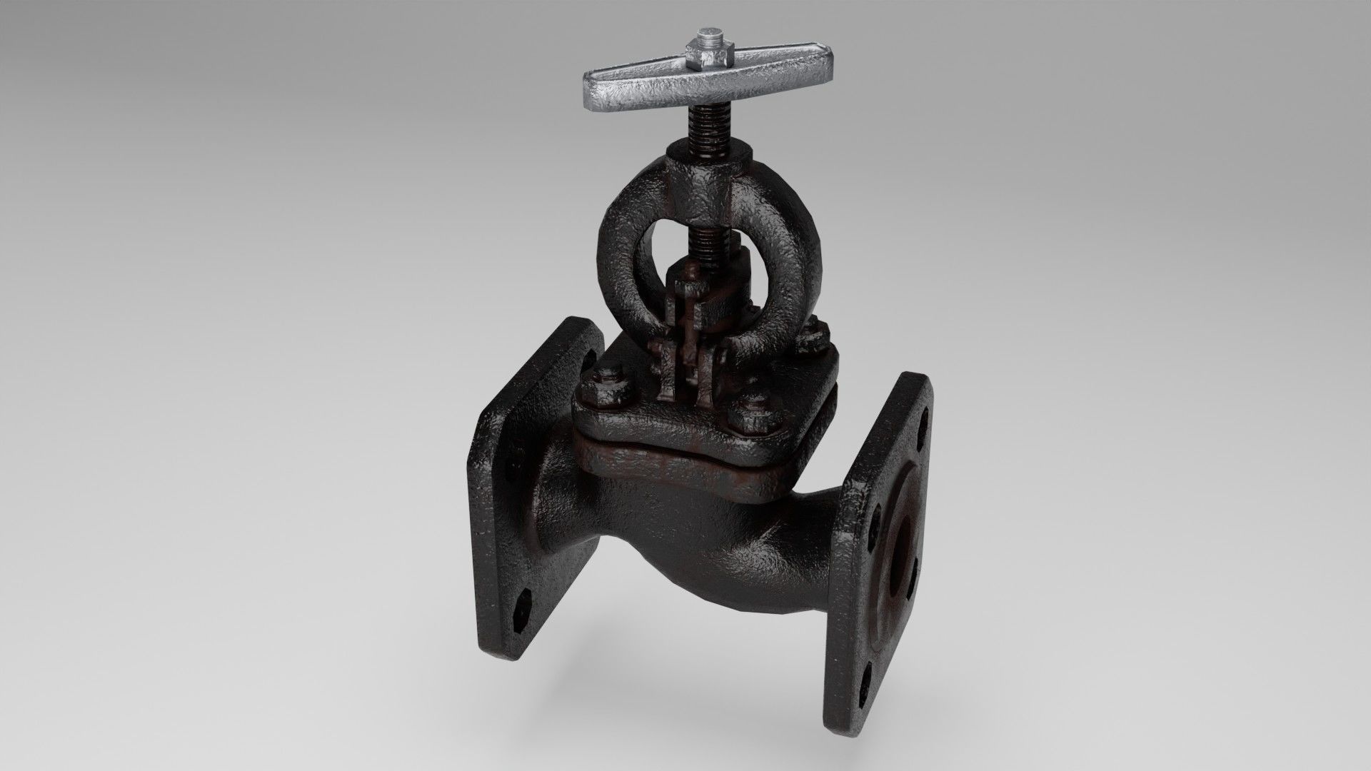 Valve cast iron gate Low-poly 3D model_9