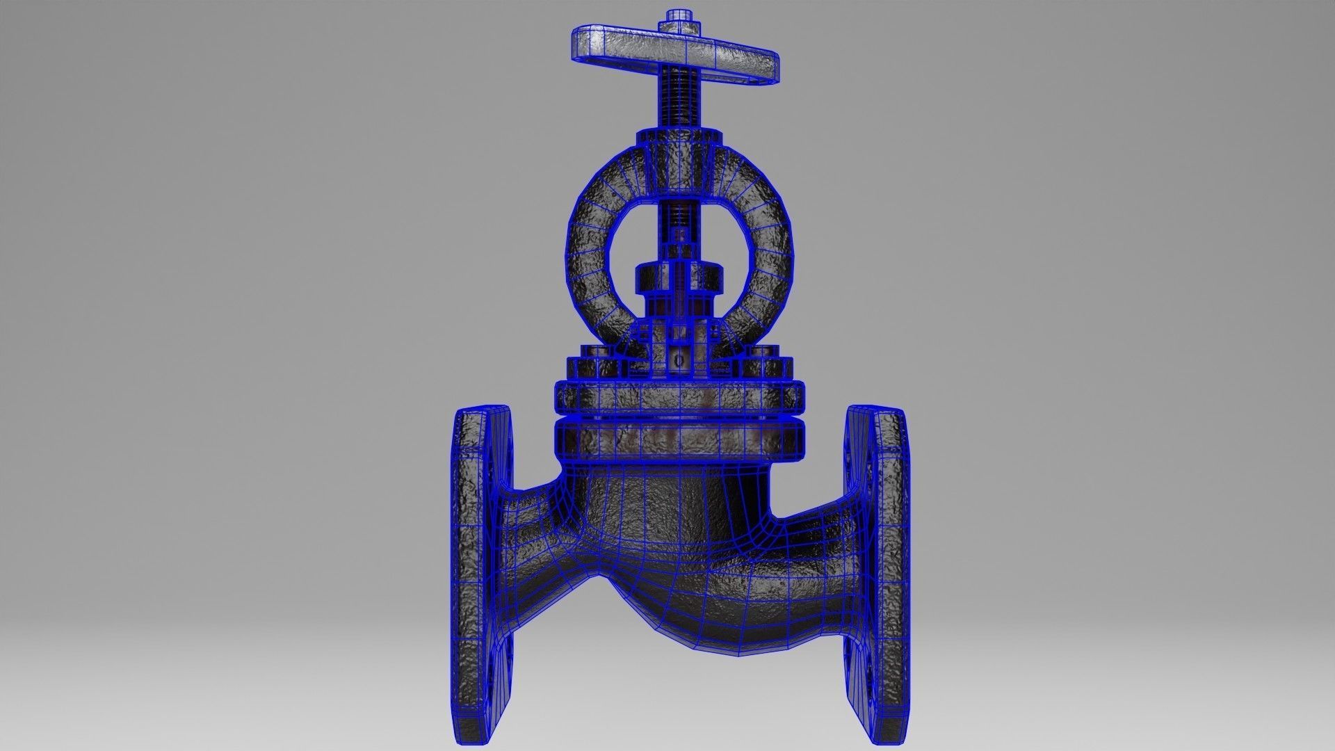 Valve cast iron gate Low-poly 3D model_10