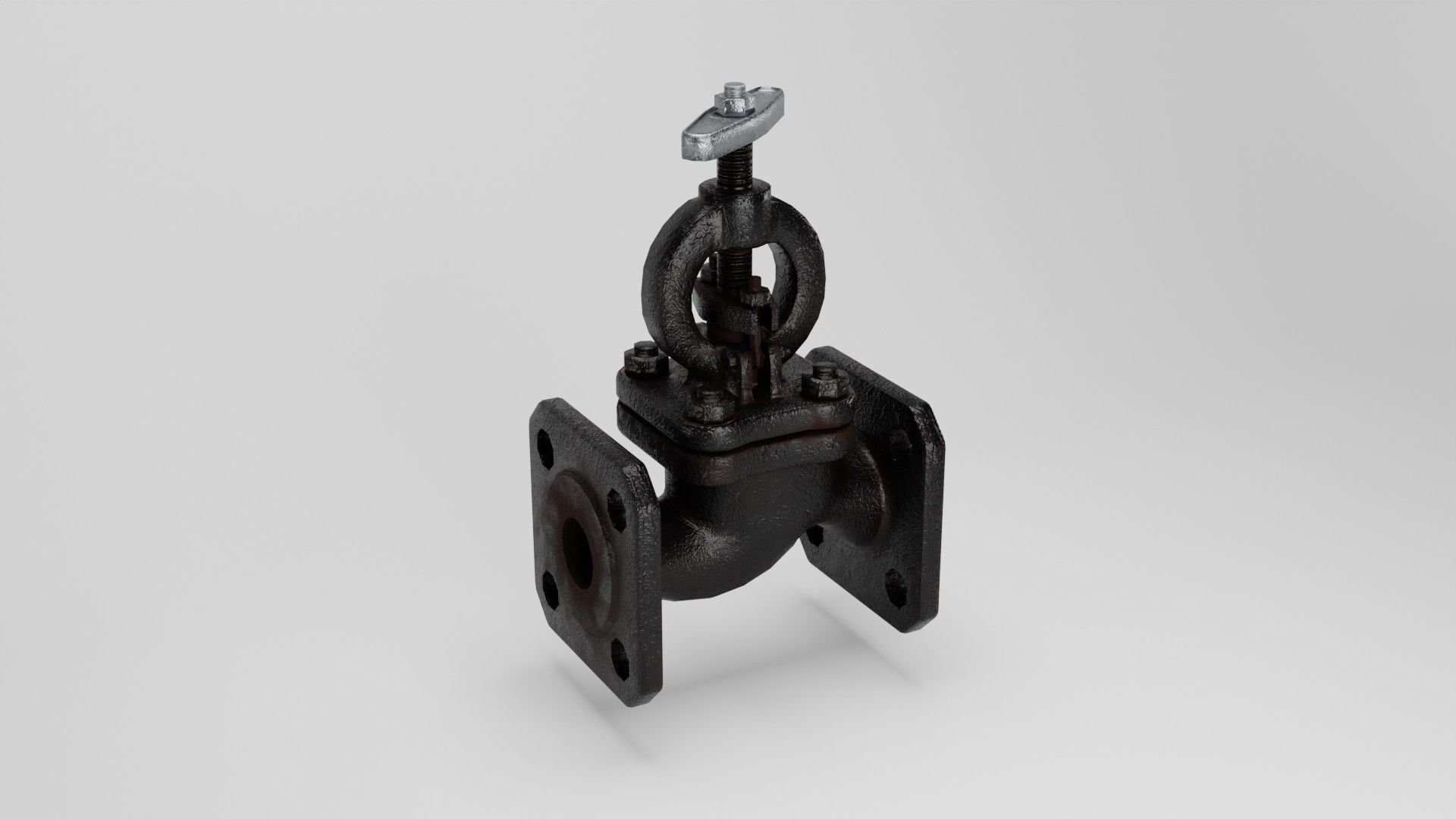 Valve cast iron gate Low-poly 3D model_2