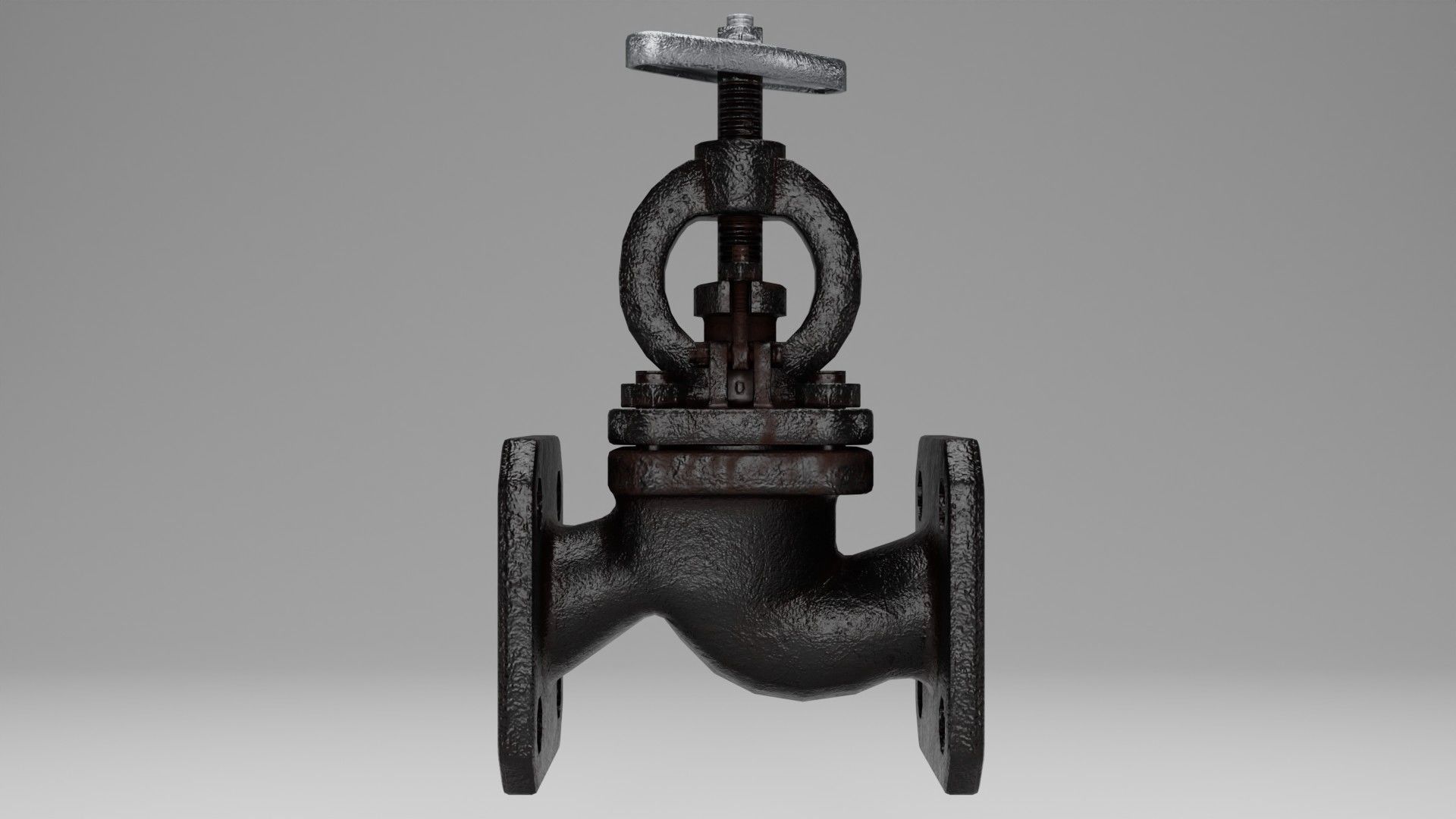 Valve cast iron gate Low-poly 3D model_1
