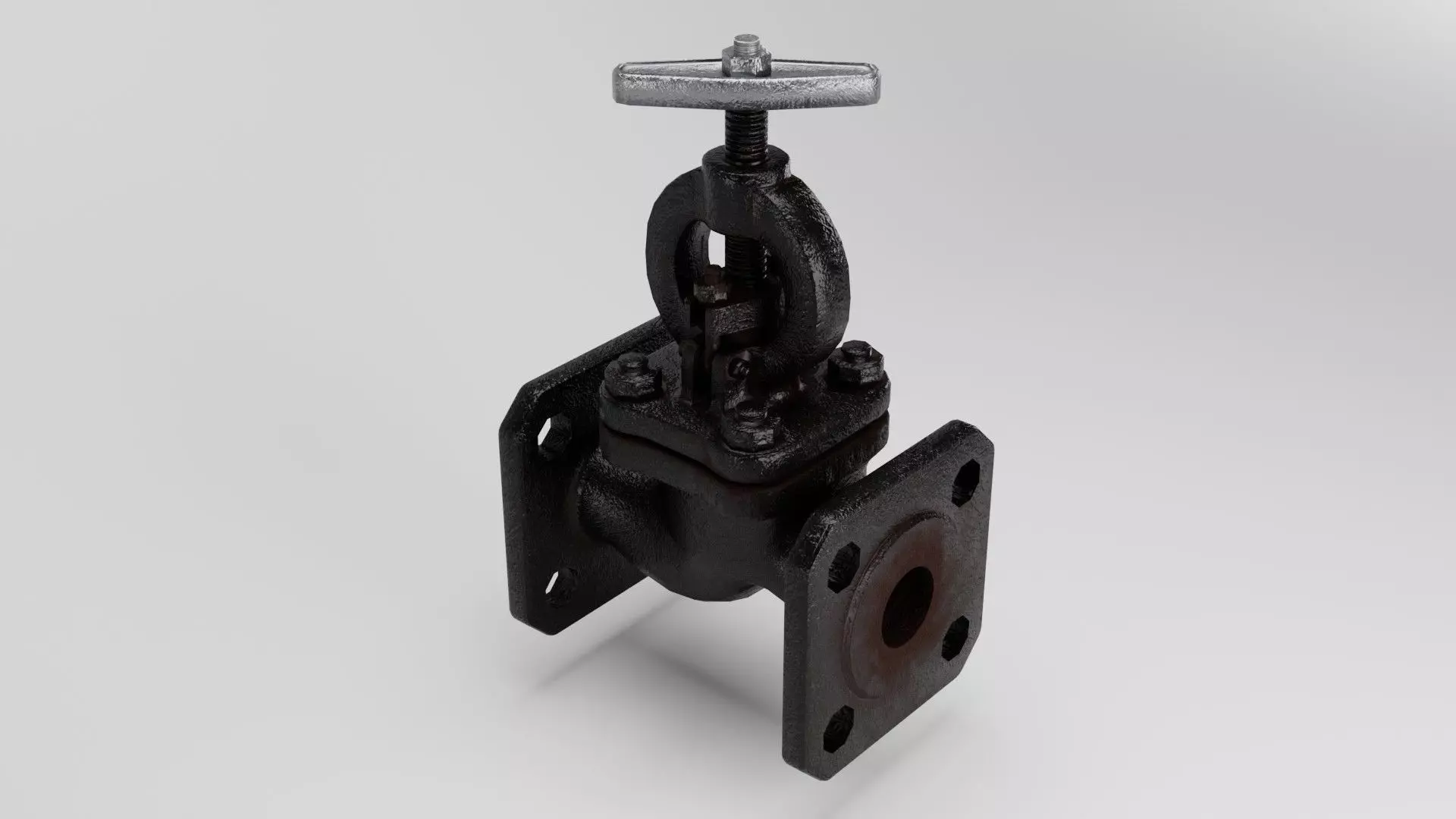 Valve cast iron gate Low-poly 3D model_0