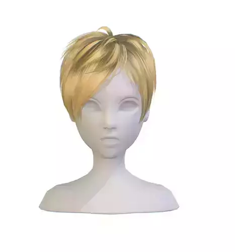 Hairstyle cartoon lush female haircut of short Low-poly 3D model