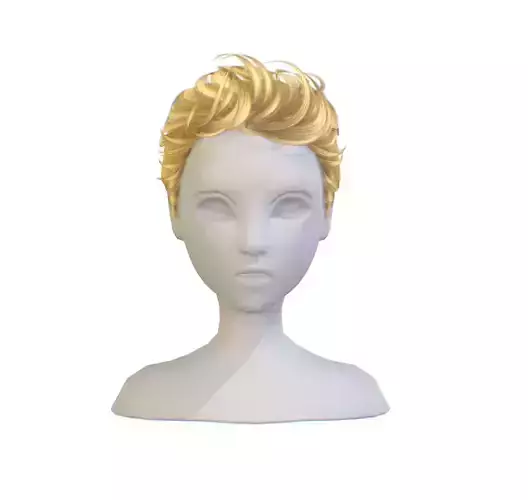 Hairstyle cartoon lush female haircut of short Low-poly 3D model