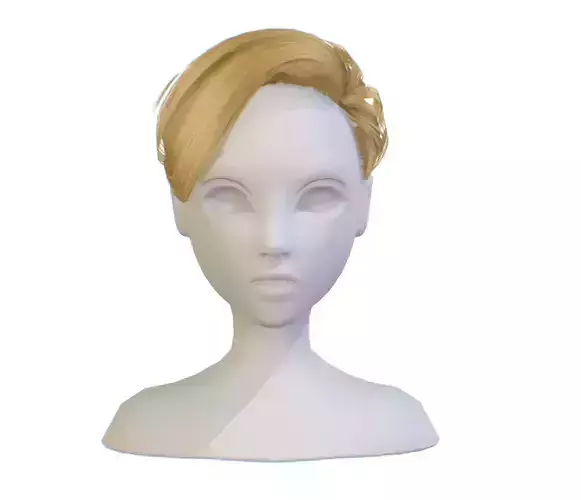 Hairstyle cartoon lush female haircut of short Low-poly 3D model