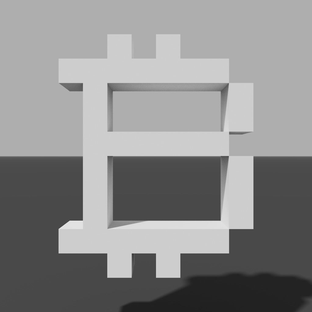 Bitcoin symbol like pixel art Low-poly 3D model_8