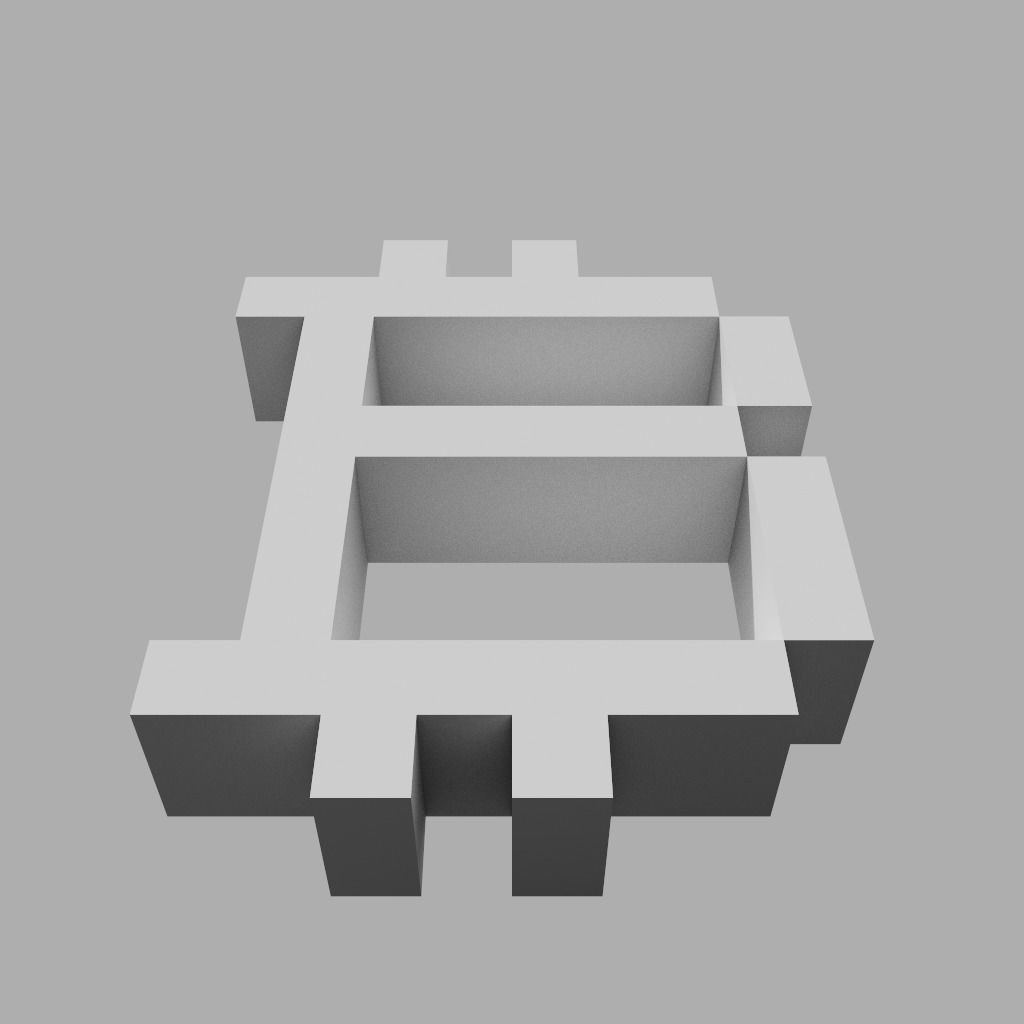 Bitcoin symbol like pixel art Low-poly 3D model_10