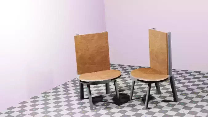 Chair Model two chairs with checkered floor